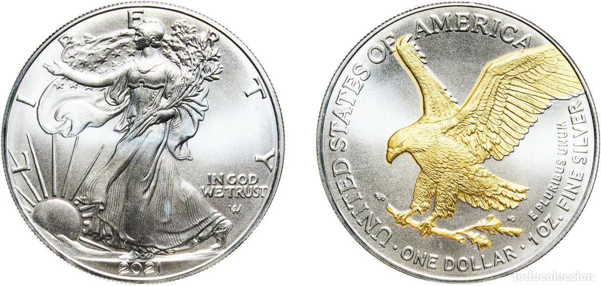 Monedas antiguas de Am&eacute;rica: United States Federal republic 2021 W 1 Dollar &rdquo;American Silver Eagle&rdquo; New Reverse (Bullion Coin) S