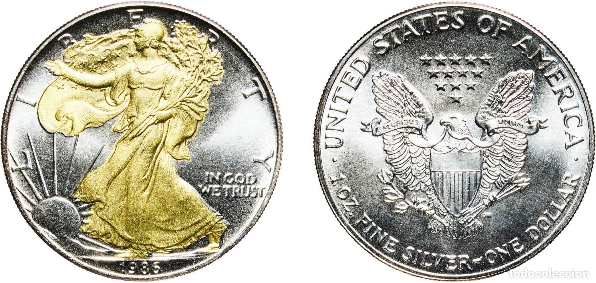 Monedas antiguas de Am&eacute;rica: United States Federal republic 1986 1 Dollar &rdquo;American Silver Eagle&rdquo; (Bullion Coin) Silver (.999) S