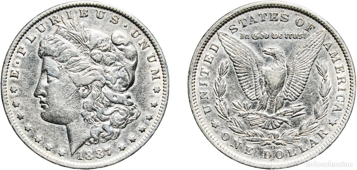 Monedas antiguas de Am&eacute;rica: United States Federal republic 1887 O 1 Dollar &rdquo;Morgan Dollar&rdquo; Silver (.900) (.100 copper) New Orle