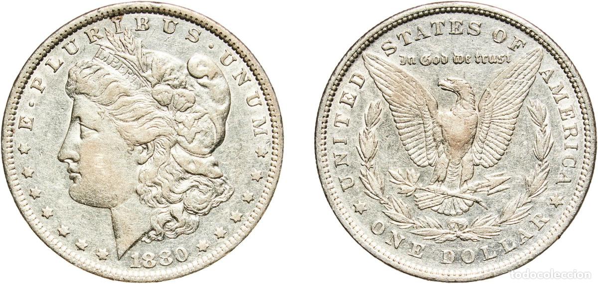 Monedas antiguas de Am&eacute;rica: United States Federal republic 1880 1 Dollar &rdquo;Morgan Dollar&rdquo; Silver (.900) (.100 copper) Philadelph