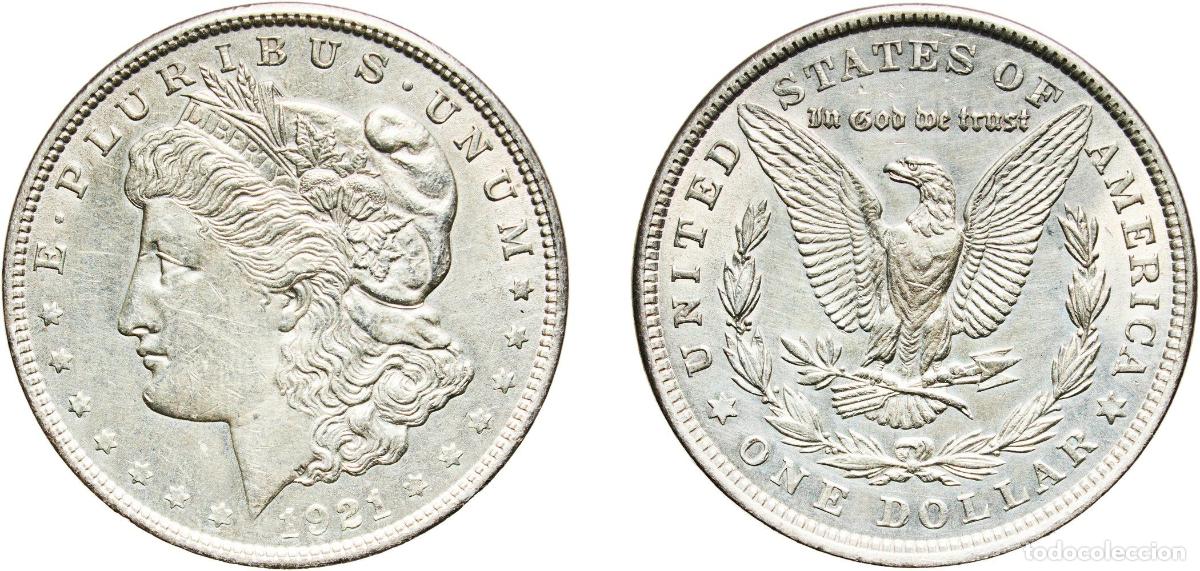 Monedas antiguas de Am&eacute;rica: United States Federal republic 1921 1 Dollar &rdquo;Morgan Dollar&rdquo; Silver (.900) (.100 copper) Philadelph