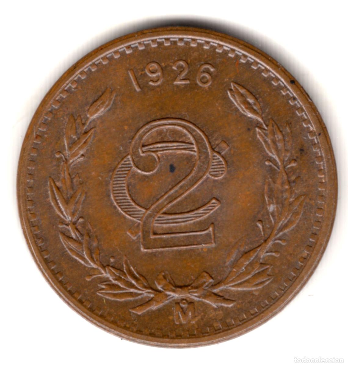 Monedas antiguas de Am&eacute;rica: MEXICO 2 centavos bronce 1926