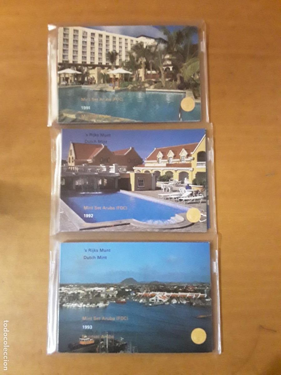 Monete antiche di America: ARUBA - LOTE CARTERAS OFICIALES A&Ntilde;O 1991+ 1992+ 1993 SIN CIRCULAR.