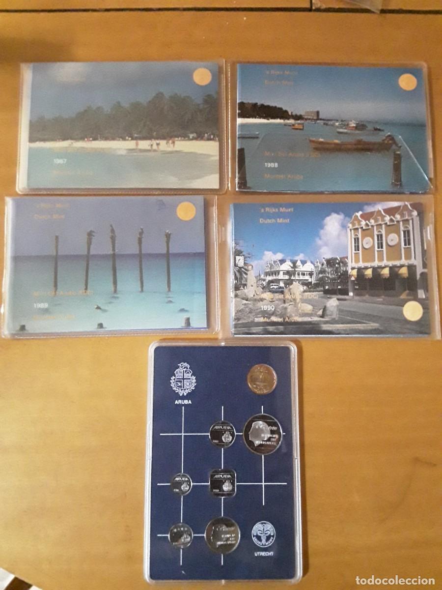 Alte M&uuml;nzen aus Amerika: ARUBA - LOTE CARTERAS OFICIALES A&Ntilde;O 1986+1987+1988+1989+1990 SIN CIRCULAR.