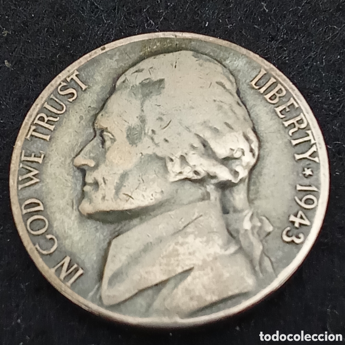 Monedas antiguas de Am&eacute;rica: Estados unidos 5 centavos 1943, plata 35%