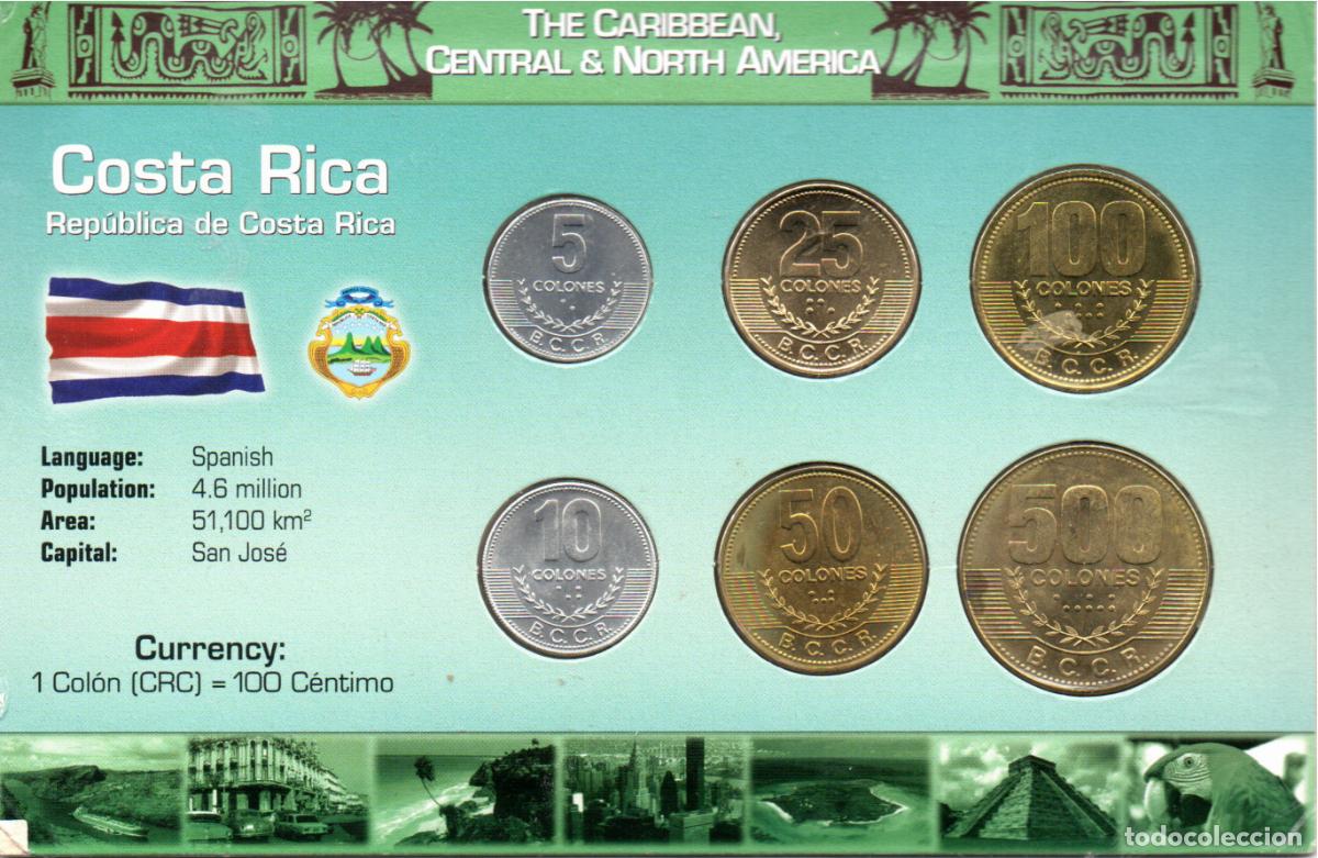 Monedas antiguas de Am&eacute;rica: CARTERA MONEDAS DE COSTA RICA, 6 VALORES, SC; 2 FOTOS