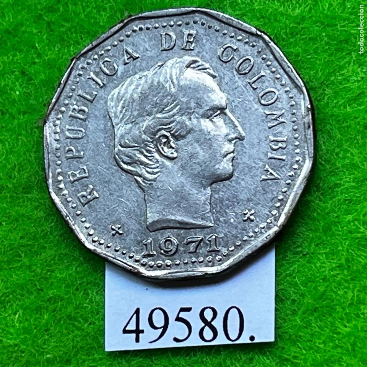 Monedas antiguas de Am&eacute;rica: Colombia 50 c&eacute;ntimos 1971, centavos