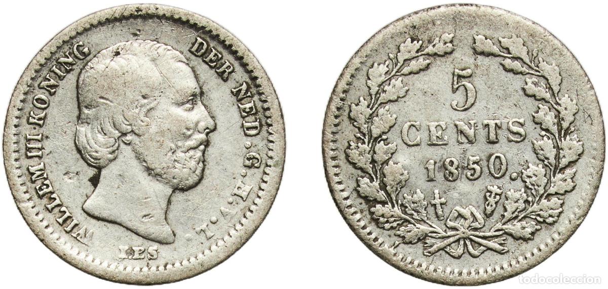 Monedas antiguas de Am&eacute;rica: Netherlands Kingdom 1850 5 Cents - Willem III Silver (.640) Utrecht Mint (3037000) 0.65g VF Sch 666