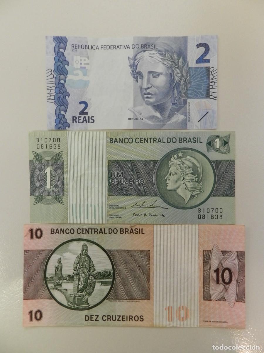 Monedas antiguas de Am&eacute;rica: Lote 3 billetes de Brasil