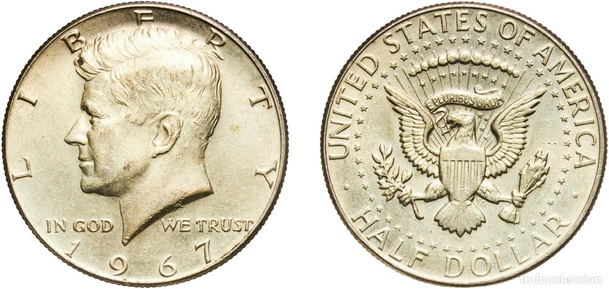 Monedas antiguas de Am&eacute;rica: United States Federal republic 1967 &frac12; Dollar &rdquo;Kennedy Half Dollar&rdquo; (40% Silver) Billon (.400 silver