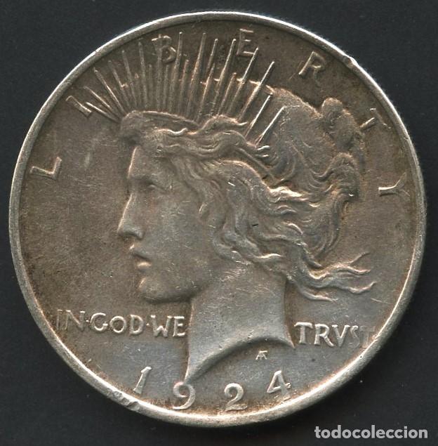 Moedas antigas da Am&eacute;rica: ESTADOS UNIDOS, MONEDA DE PLATA, PAZ, VALOR: DOLAR, 1924