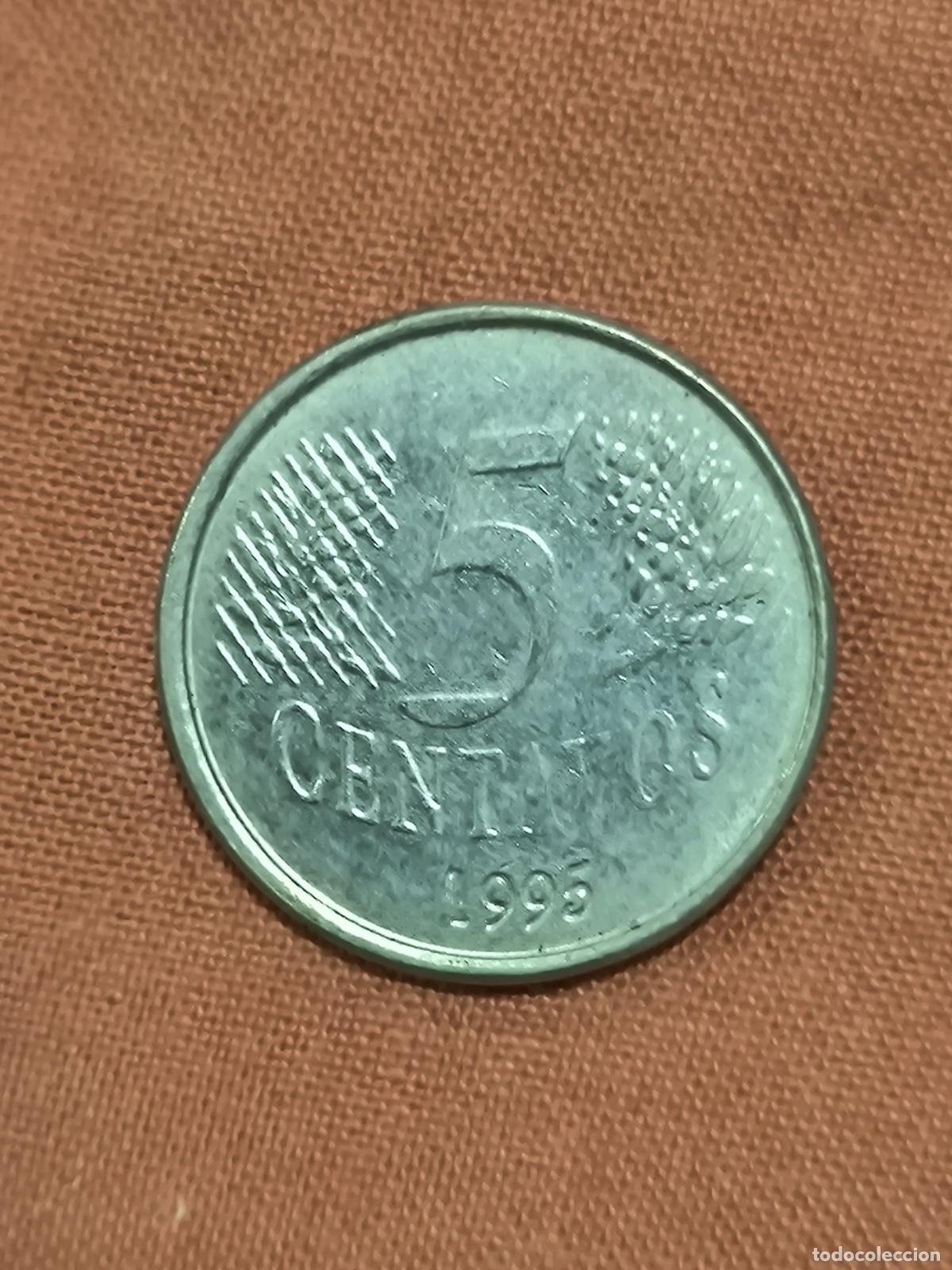 Moedas antigas da Am&eacute;rica: Moneda de Brasil 5 Centavos 1995 Anverso y Reverso Coleccionismo Numism&aacute;tica