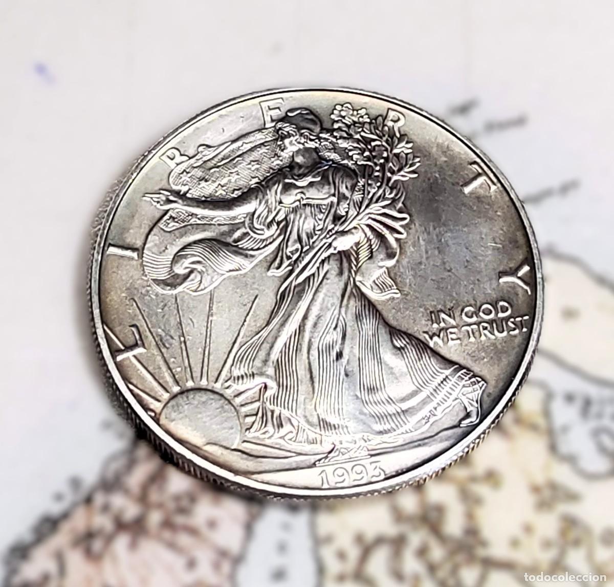 Old Coins of America: 1 D&Oacute;LAR de PLATA de ESTADOS UNIDOS de 1993. BRILLANT UNCIRCULATED.1 ONZA PLATA PURA 999.