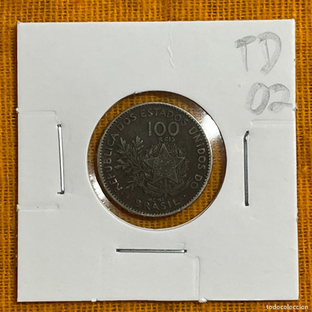 Monnaies anciennes d'Am&eacute;rique: Coin 100 Reis MCMI (1901) Brazil - Copper-Nickel - KM# 503 - Td02