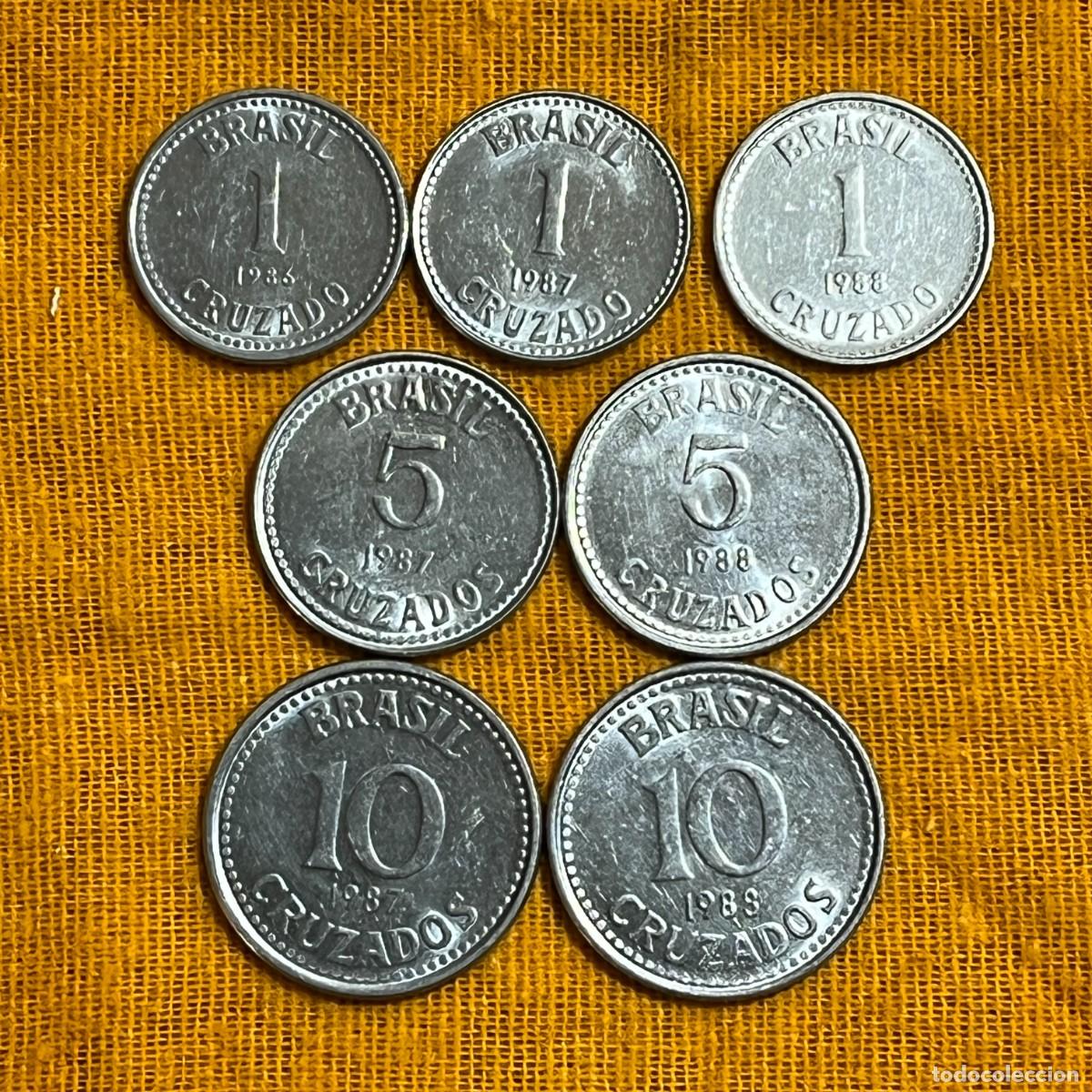 Monnaies anciennes d'Am&eacute;rique: Brazil 7 Coins Cruzado 1/5/10 Cruzados - Stainless Steel