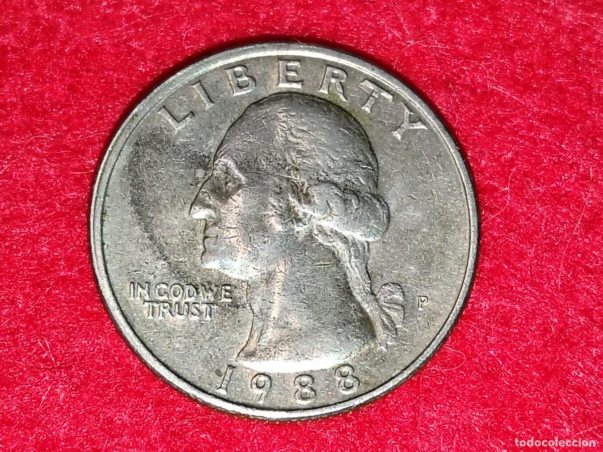 Alte M&uuml;nzen aus Amerika: MONEDA DE PLATA LIBERTY DE QUARTER DOLLAR 1988 ESTADOS UNIDOS