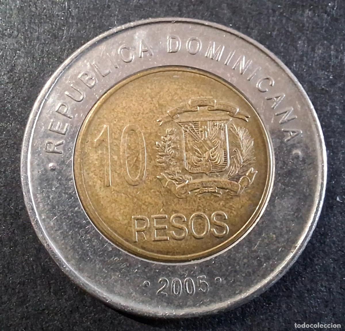 Monete antiche di America: REP&Uacute;BLICA DOMINICANA 10 Pesos 2005 KM 106