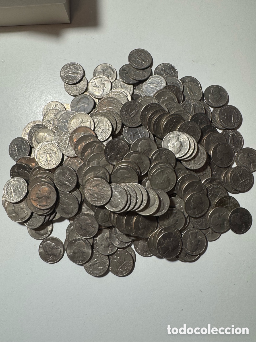 Monnaies anciennes d'Am&eacute;rique: Lote de mas de 350 quarter dollar 1965-1998.