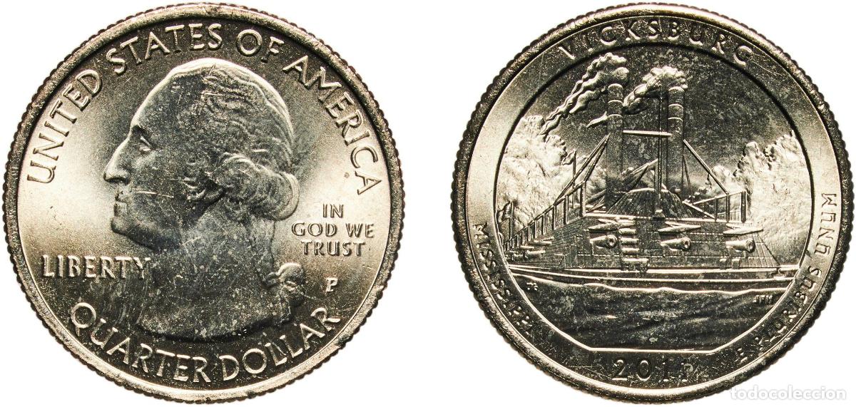 Moedas antigas da Am&eacute;rica: United States Federal republic 2011 P &frac14; Dollar &rdquo;Washington Quarter&rdquo; (Vicksburg National Military Pa