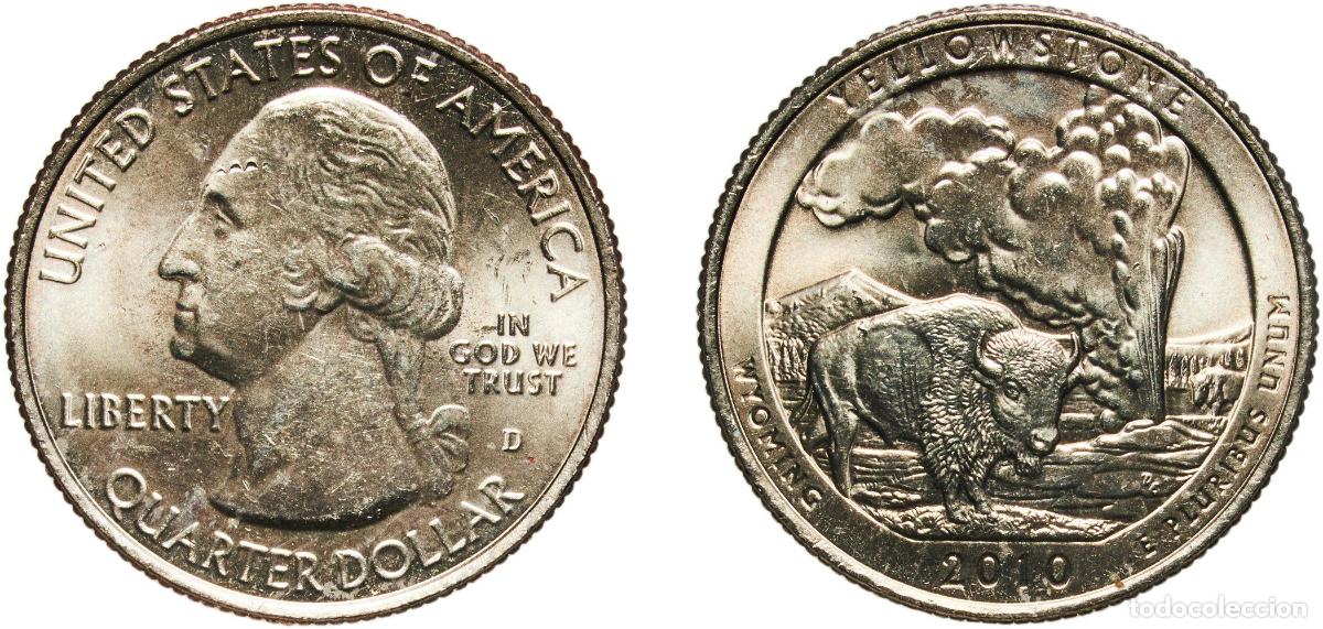 Old Coins of America: United States Federal republic 2010 D &frac14; Dollar &rdquo;Washington Quarter&rdquo; (Yellowstone, Wyoming) Copper-n