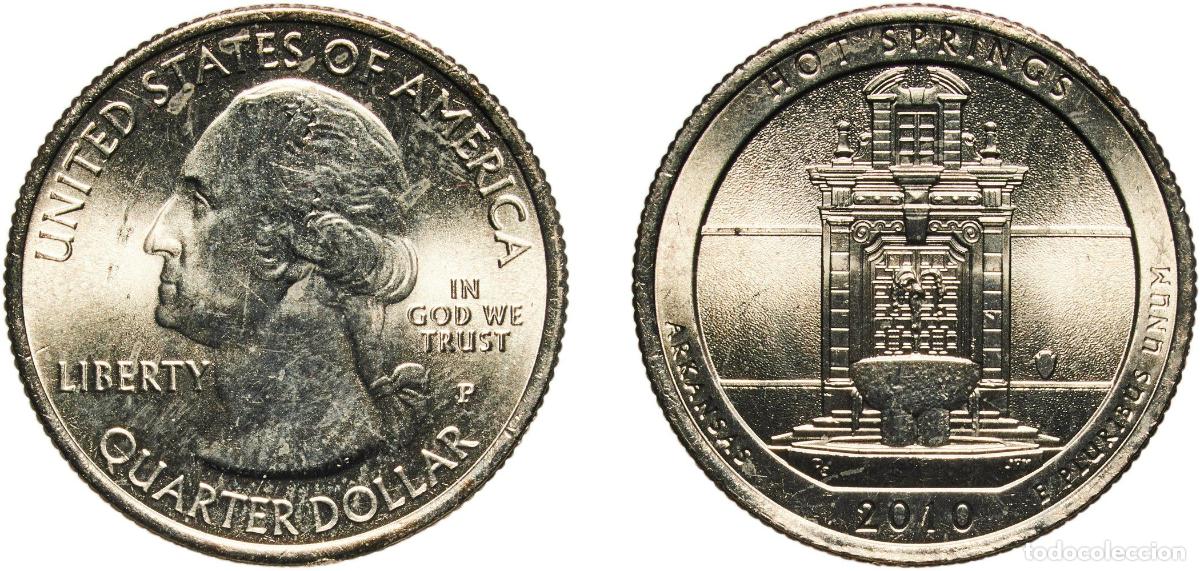Old Coins of America: United States Federal republic 2010 P &frac14; Dollar &rdquo;Washington Quarter&rdquo; (Hot Springs, Arkansas) Copper-