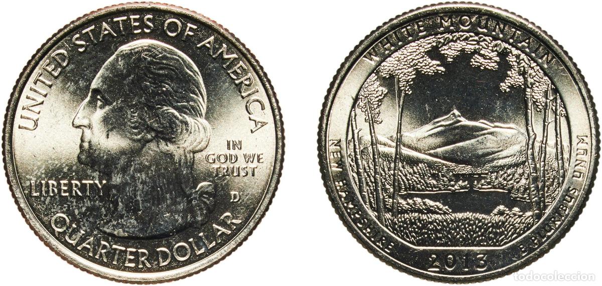 Moedas antigas da Am&eacute;rica: United States Federal republic 2013 D &frac14; Dollar &rdquo;Washington Quarter&rdquo; (White Mountain National Forest