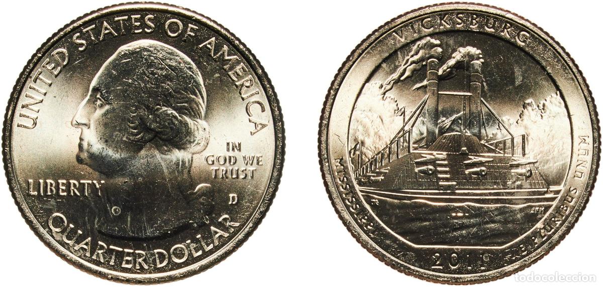 Moedas antigas da Am&eacute;rica: United States Federal republic 2011 D &frac14; Dollar &rdquo;Washington Quarter&rdquo; (Vicksburg National Military Pa