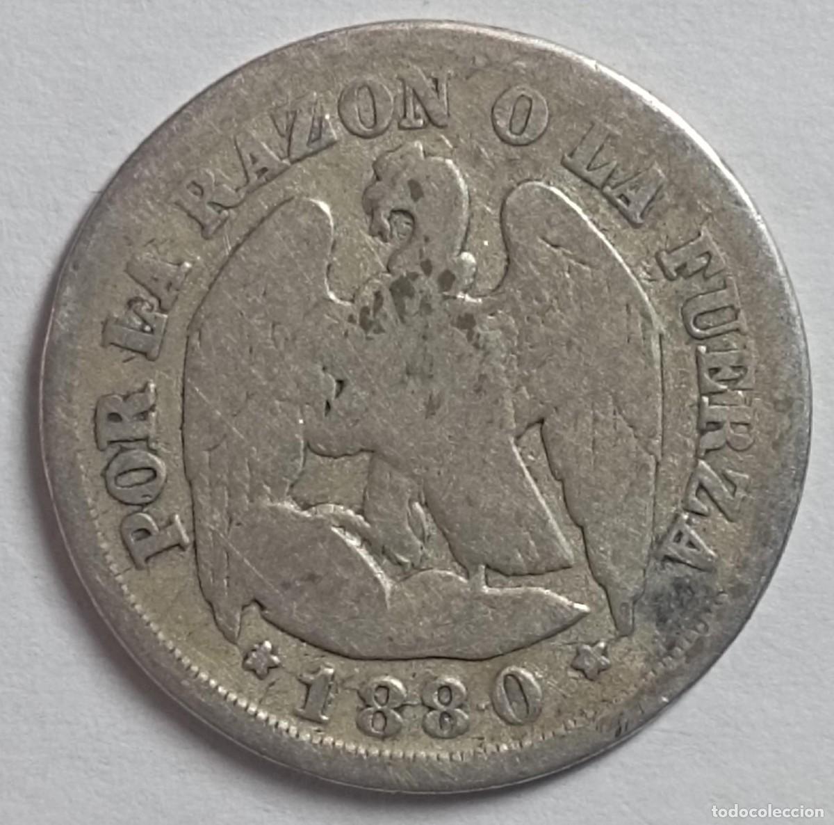 Alte M&uuml;nzen aus Amerika: Moneda de Chile 1 d&eacute;cimo de 1880 de plata