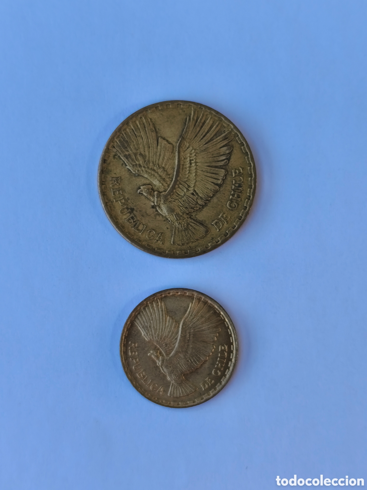 Moedas antigas da Am&eacute;rica: Lote 2 monedas Chile c&oacute;ndor
