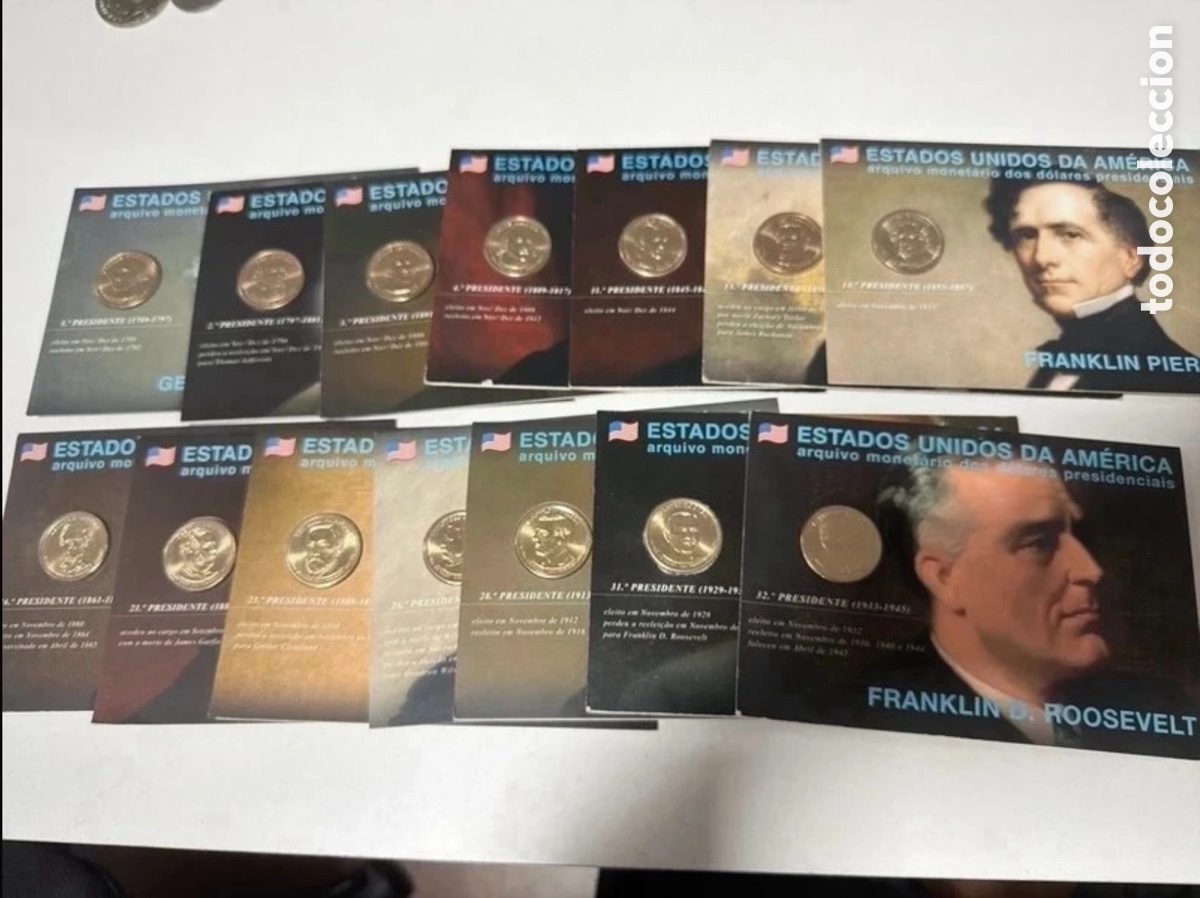 Moedas antigas da Am&eacute;rica: Lote 14 monedas SC Cuartos de D&oacute;lar, EEUU, conmemorativas presidentes EEUU
