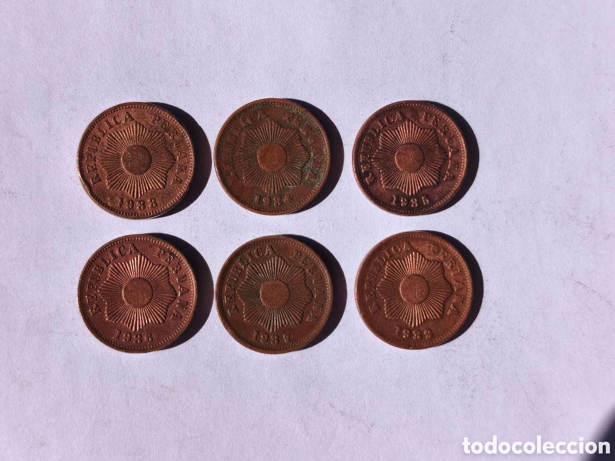 Old Coins of America: 1 centavo Per&uacute; bronce km 208