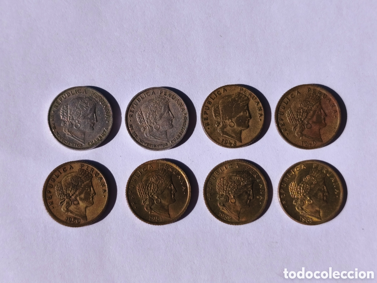 Monete antiche di America: 5 centavos Per&uacute; varios a&ntilde;os