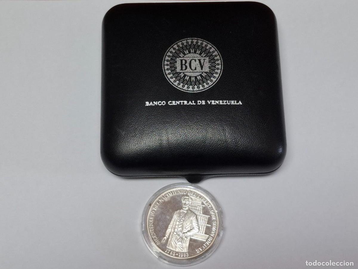 Monnaies anciennes d'Am&eacute;rique: Moneda de PLATA de 100 BOLIVARES, VENEZUELA Aniversario 200 a&ntilde;os Sim&oacute;n Bolivar, en PROOF