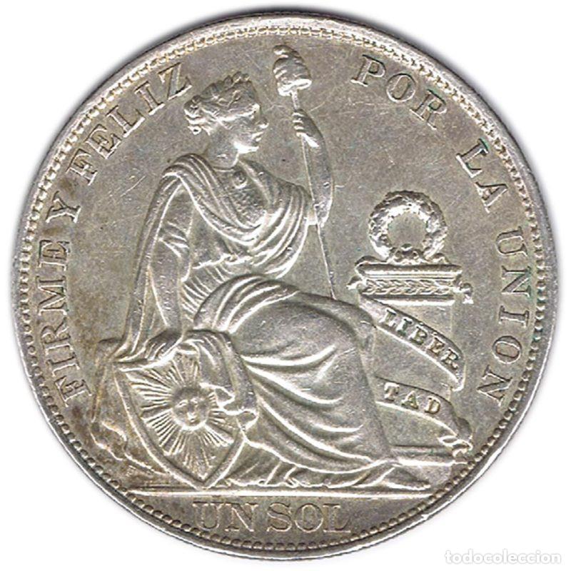 Monnaies anciennes d'Am&eacute;rique: PERU REPUBLICA PERUANA UN SOL DE PLATA 1915 LIMA FG 9 DECIMOS FINO