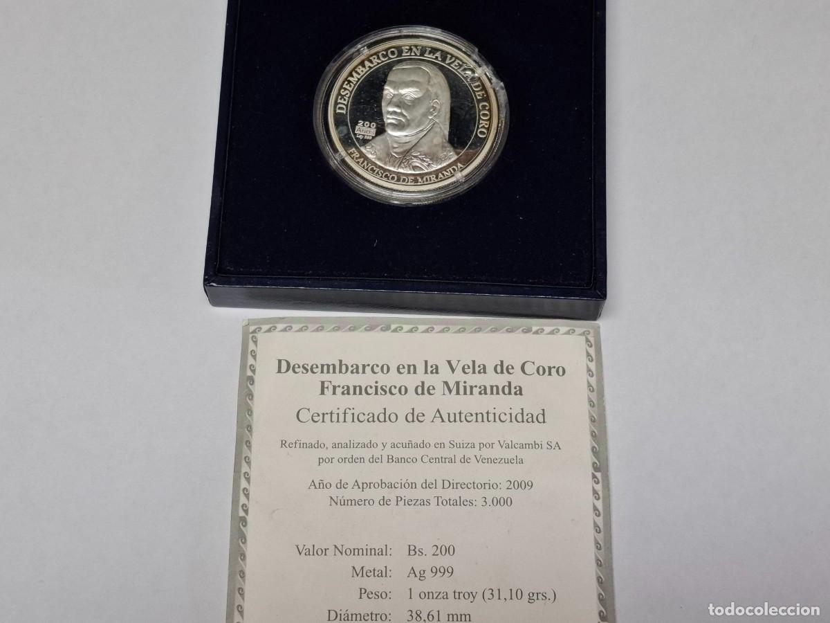 Monnaies anciennes d'Am&eacute;rique: Moneda de PLATA de 200 BOLIVARES, de 2010 VENEZUELA, no circulada, pesa 31,10 grs. en PROOF