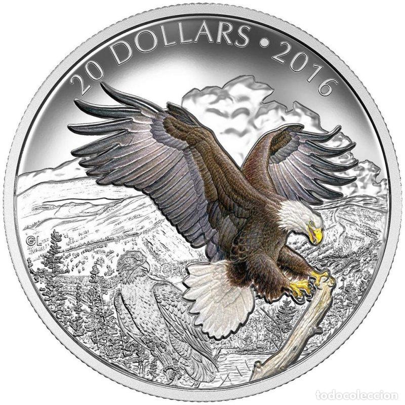 Monnaies anciennes d'Am&eacute;rique: CANADA 20 DOLLARS ONZA DE PLATA SILVER OZ PROOF 2016 AGUILA CALVA BARONIAL