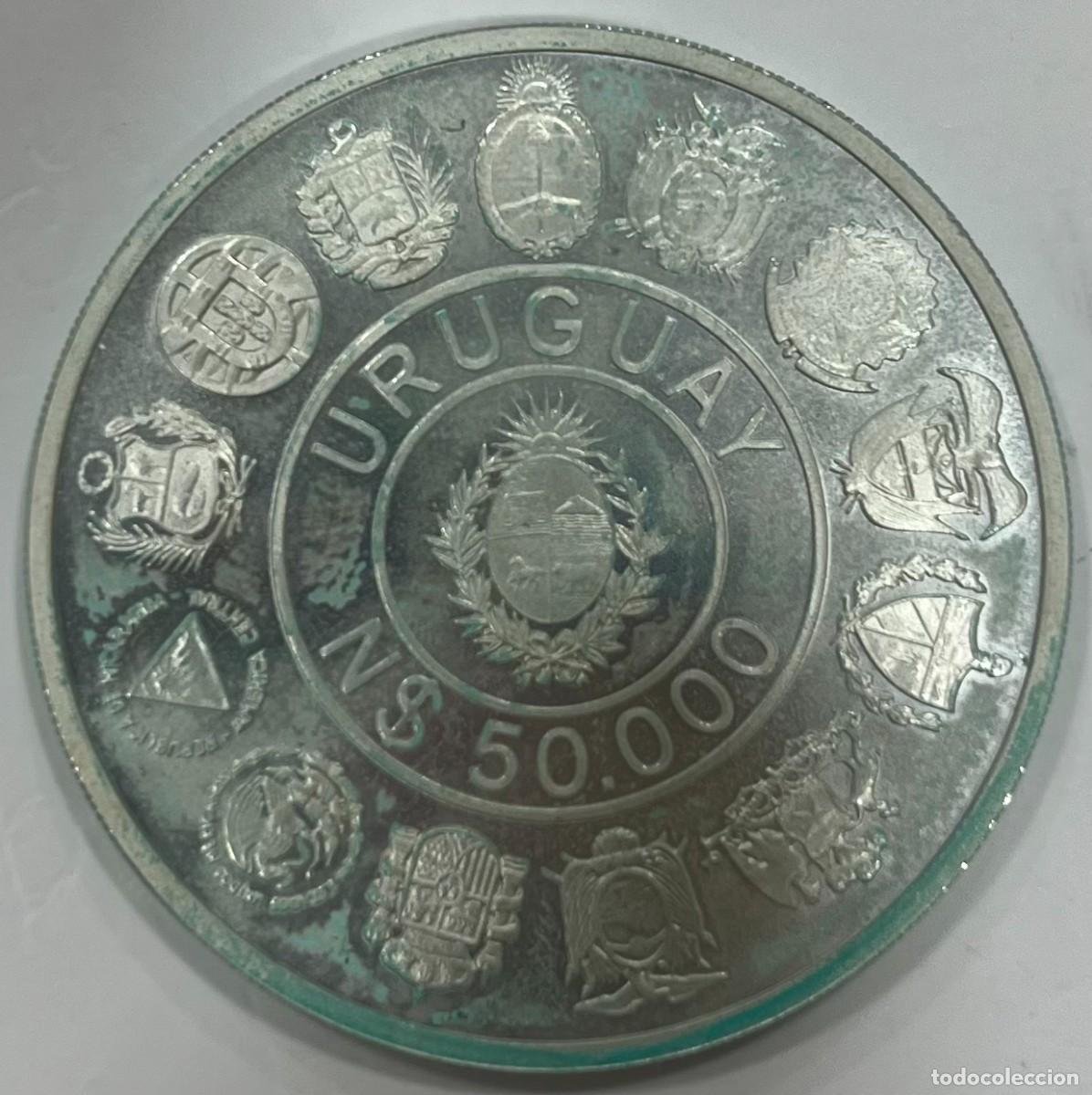 Monnaies anciennes d'Am&eacute;rique: URUGUAY , A&Ntilde;O 1991 , 5OOOO NACIONALES PLATA (925) , PESO 27GR