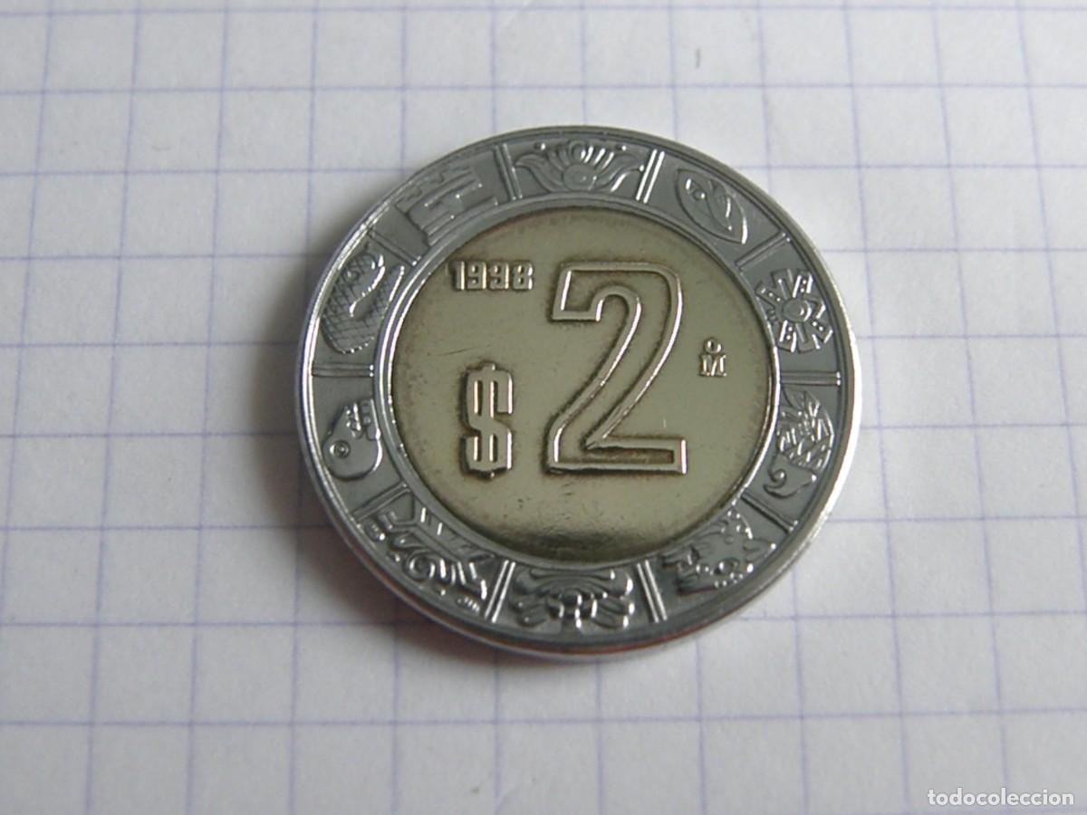 Old Coins of America: 2 PESOS M&Eacute;XICO 1998 KM#604 &Aacute;GUILA CAZANDO SERPIENTE CALENDARIO AZTECA BIMET&Aacute;LICA