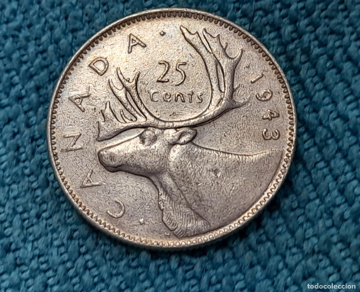 Monedas antiguas de Am&eacute;rica: Canada, George VI, 25 Cents 1943