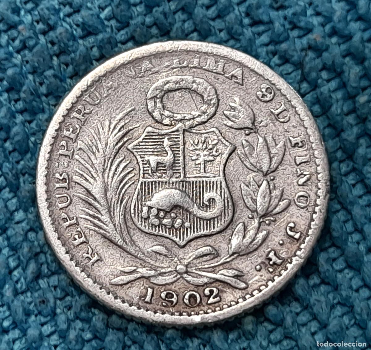 Alte M&uuml;nzen aus Amerika: Peru, 1 Dinero 1902.