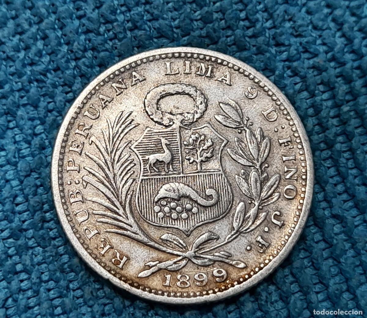 Monnaies anciennes d'Am&eacute;rique: Peru, 1/5 Sol 1889...