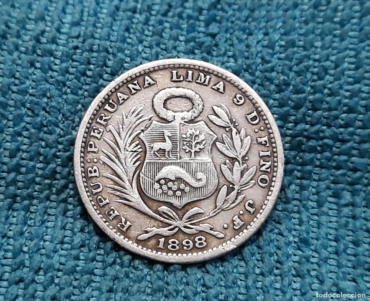 Alte M&uuml;nzen aus Amerika: Peru, 1/5 Sol 1898...