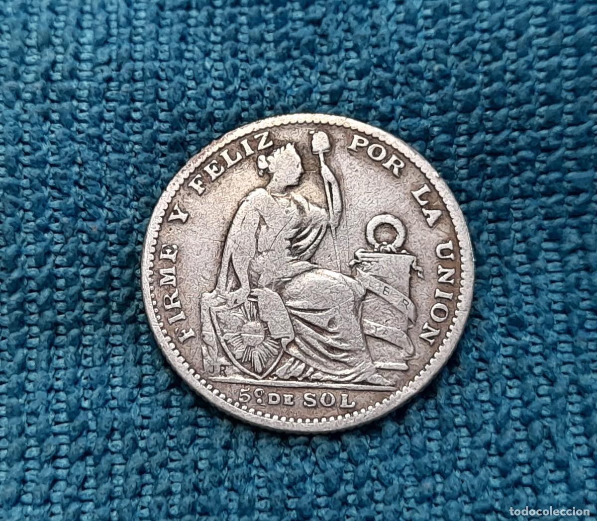 Monedas antiguas de Am&eacute;rica: Peru, 1/5 Sol 1898... - Foto 2
