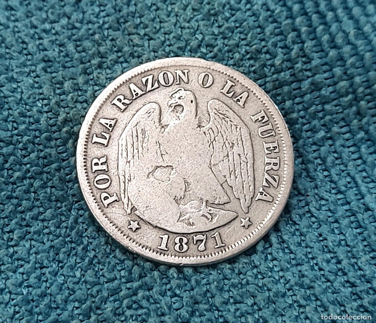 Monedas antiguas de Am&eacute;rica: Chile, 20 Centavos 1871 - Foto 2