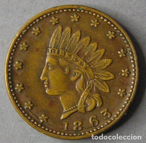Moedas antigas da Am&eacute;rica: USA - FICHA/TOKEN 1863