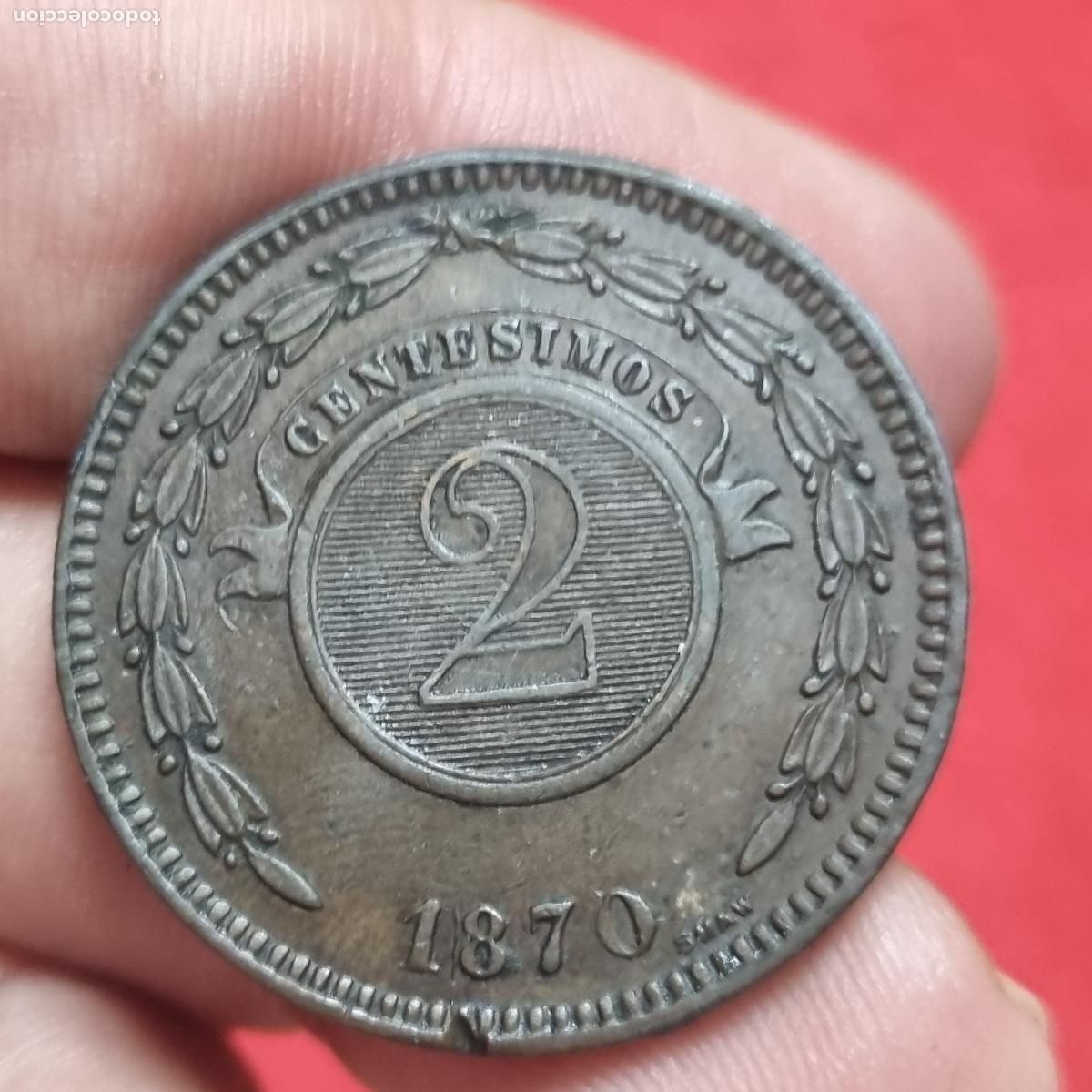 Monete antiche di America: MONEDA PARAGUAY 2 CENTESIMOS 1870 MBC ORIGINAL C40