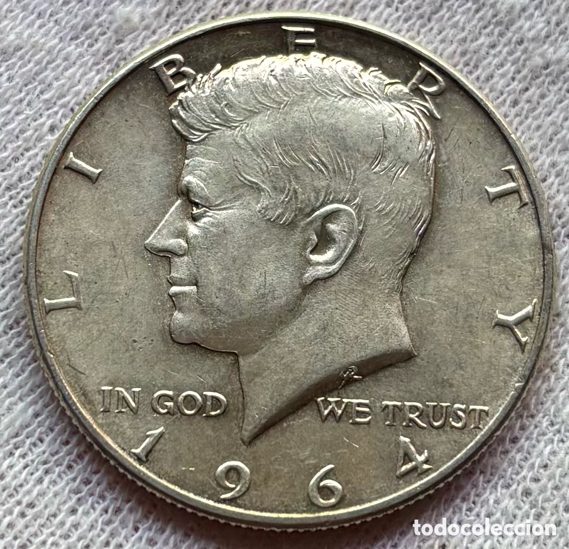 Moedas antigas da Am&eacute;rica: Moneda PLATA USA 1/2 D&oacute;lar 1964 Kennedy. Half Dollar EEUU Estados Unidos