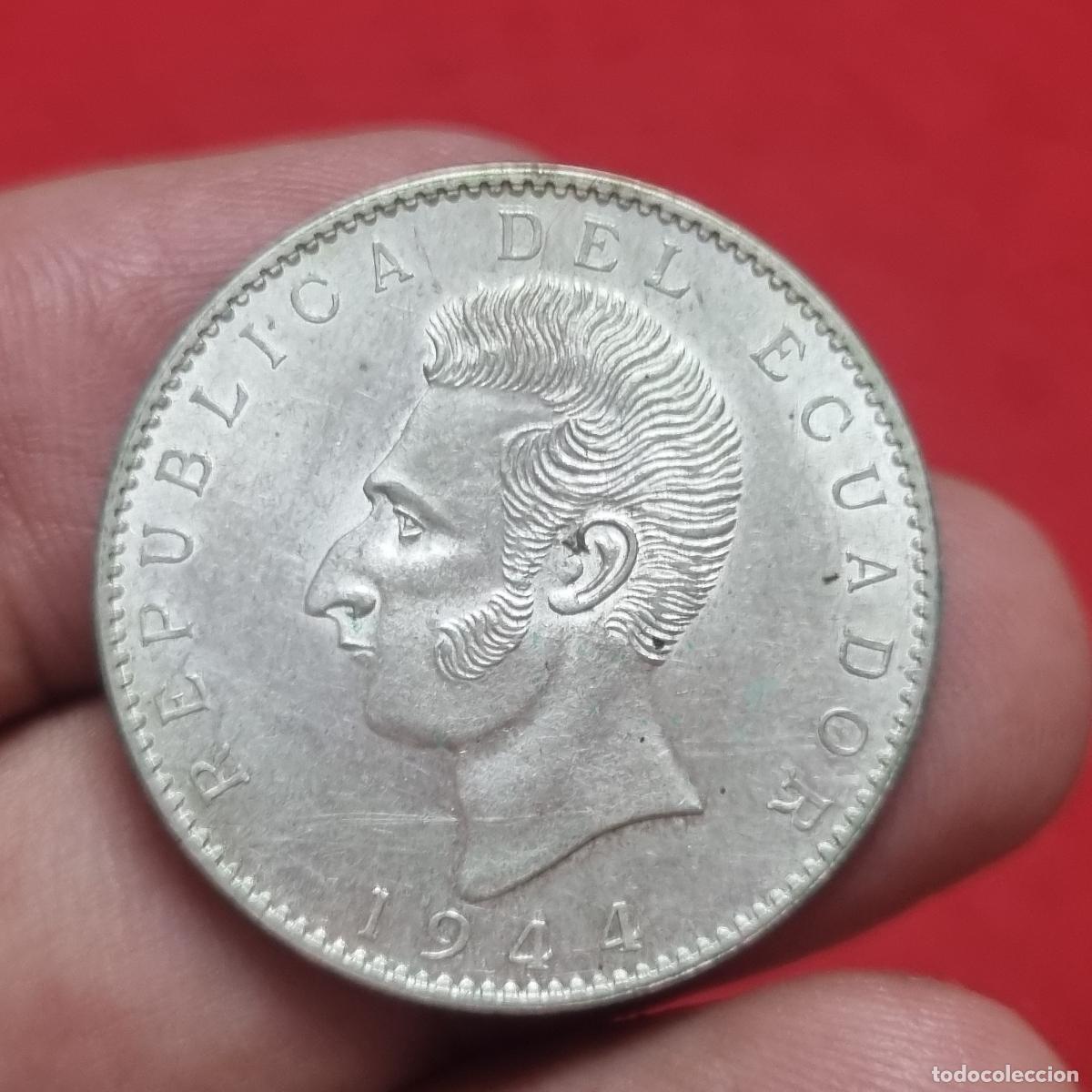Moedas antigas da Am&eacute;rica: MONEDA ECUADOR 2 SUCRES 1928 PLATA EBC MEXICO ORIGINAL C40