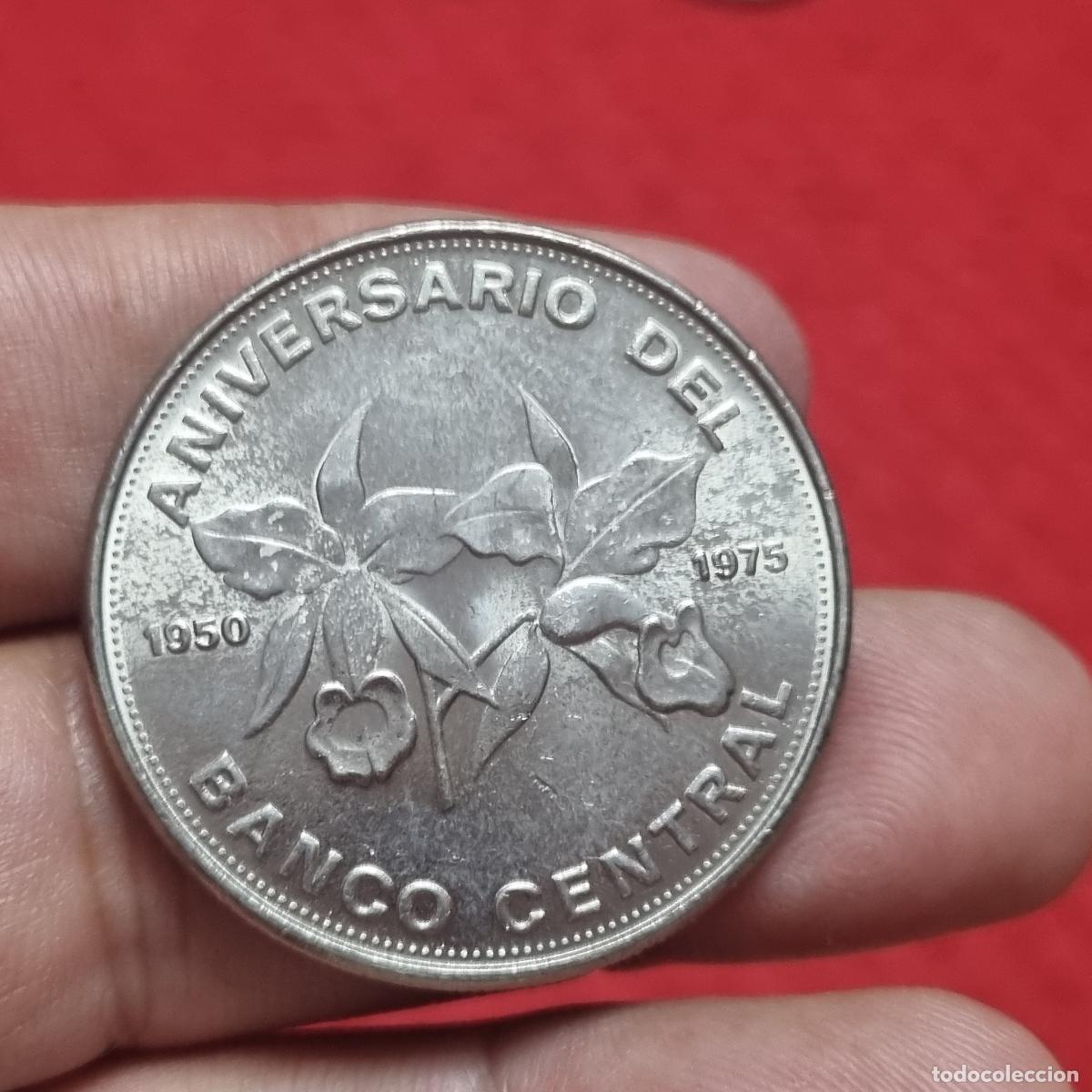 Moedas antigas da Am&eacute;rica: MONEDA COSTA RICA 20 COLONES 1975 ANIVERSARIO BANCO CENTRAL EBC ORIGINAL C40