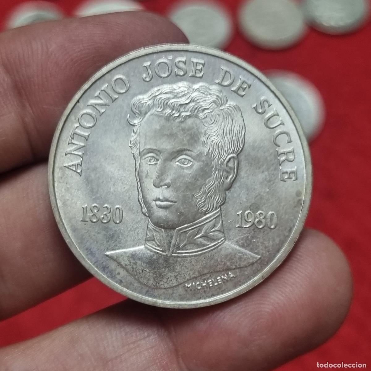 Moedas antigas da Am&eacute;rica: MONEDA VENEZUELA PLATA 75 BOLIVARES 1980 ANTONIO JOSE DE SUCRE EBC ORIGINAL C40